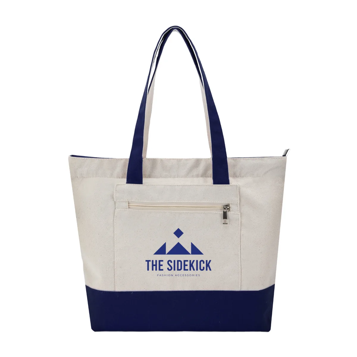 12Oz Cotton Tote Bag With Zipper & Front Bag